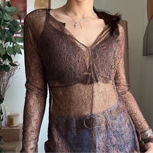90s vintage shee brown gold fairy grunge blouse